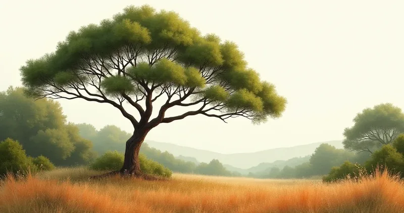 Spreading leafy canopy with open branching structure